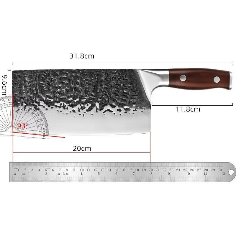 厨房锻打菜刀纯手工斩切刀锋利切片刀厨师专用锻打斩切两用刀 - 图3