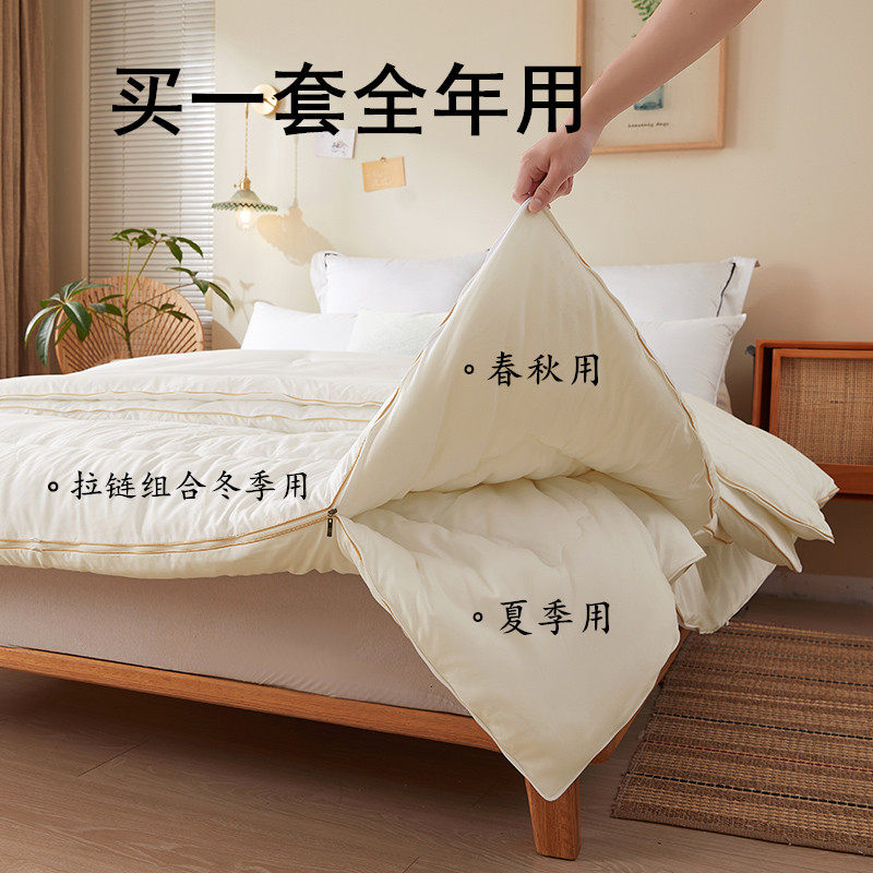 手工蚕丝被桑蚕丝被子母被二合一拉链款春秋被芯双人冬被四季通用,淘宝优惠券,粉丝福利购,淘宝优惠卷