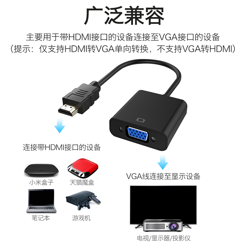 hdmi转vga线带音频高清转换器电脑hdim接口笔记本显示器投影仪接头电视连接线数据线转换线HDMI变VGA机顶盒-图3