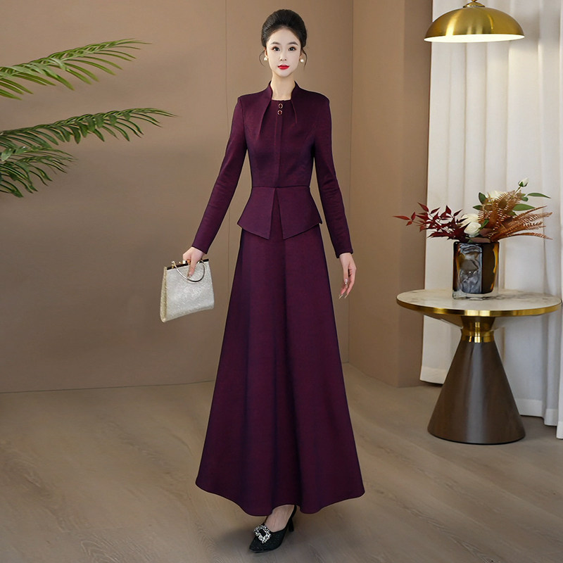 紫色宴会连衣裙2025秋新款大方高级感长裙出席重要场合的裙子203