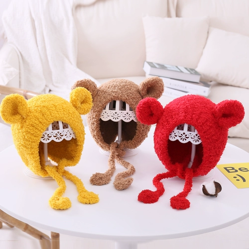 Детская демисезонная шапка, удерживающая тепло милая кепка для мальчиков, в корейском стиле, с медвежатами