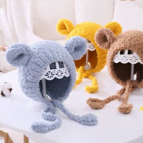 Детская демисезонная шапка, удерживающая тепло милая кепка для мальчиков, в корейском стиле, с медвежатами