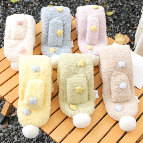 Детский зимний флисовый милый универсальный шарф, удерживающий тепло ветрозащитный шарф-платок, с защитой шеи