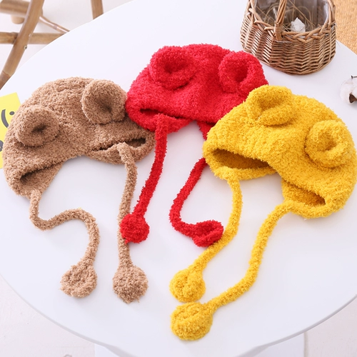 Детская демисезонная шапка, удерживающая тепло милая кепка для мальчиков, в корейском стиле, с медвежатами