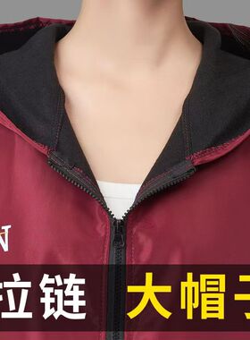 连帽加绒大人罩衣秋冬季男女士可套羽绒服厨房围裙防水新款工作服