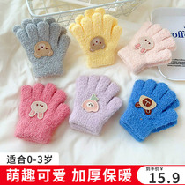 Korean Version Plush Children Gloves Girl Winter Warm And Protective Hand Baby Five Fingers Gloves Autumn Winter Boy Little Girl