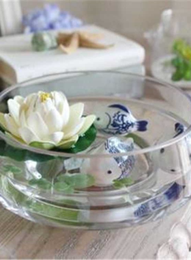 水培玻璃花瓶透明大号水仙盆碗莲盆睡莲花盆乌龟鱼缸水养植物器皿