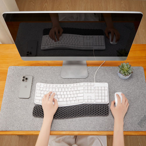 日本山业SANWA高弹TPE键盘腕托透气蜂窝结构呵护垫高手腕可水洗 - 图0