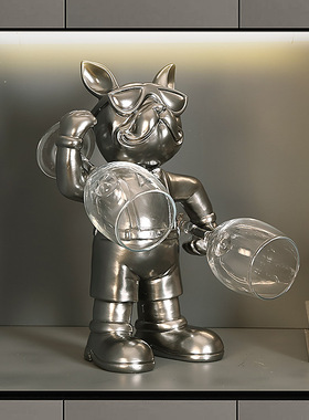 创意吧台酒杯架倒挂架家用轻奢摆件红酒架斜放高脚杯架子高档