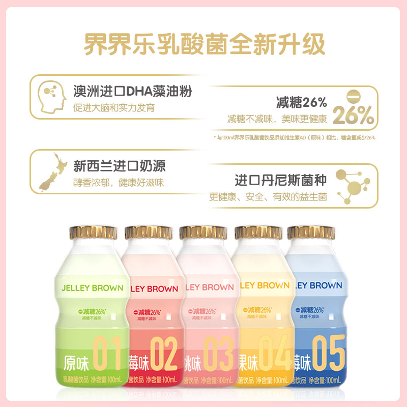 界界乐色味升级版经典混搭多口味乳酸菌饮品含乳小饮料100ml*40瓶-图2