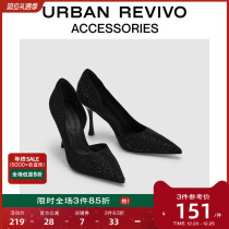 URBAN REVIVO2023 autumn winter new ladies Moden elegant hot and genuine silk heels UAWS30088