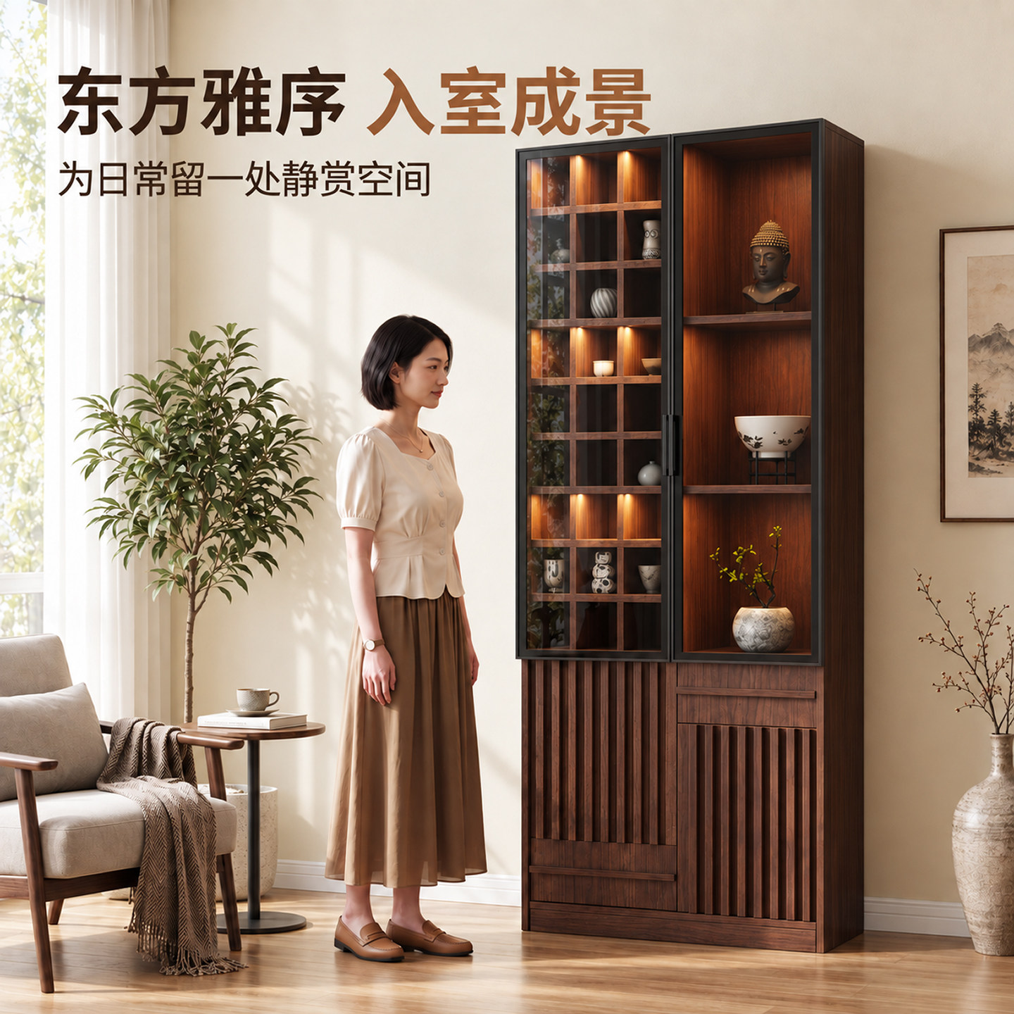 Duobaoge tea cup rack storage rack transparent display cabinet