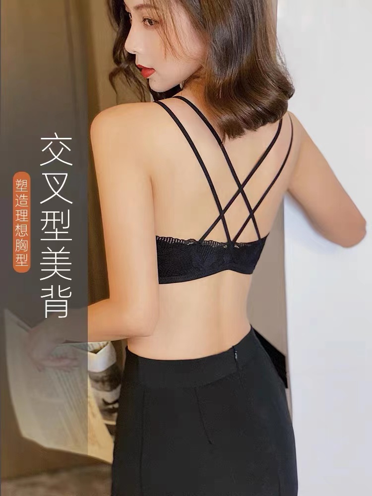 小胸聚拢内衣女收副乳防下垂上托蕾丝性感舒适前扣美背无钢圈文胸-图2