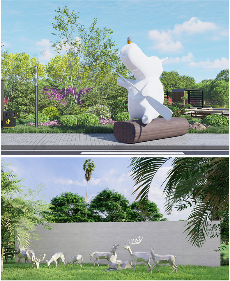 草图大师SU艺术异形商业广场公园展示区小品人动物雕塑景观模型-图0