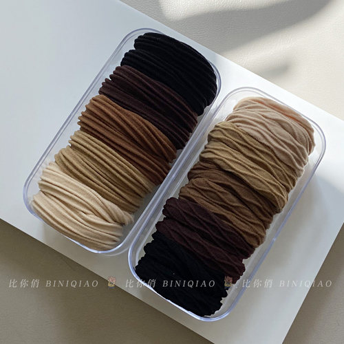 简约无缝扎头绳高弹力加粗包覆纱发圈皮筋女高马尾不伤发耐用百搭 - 图0