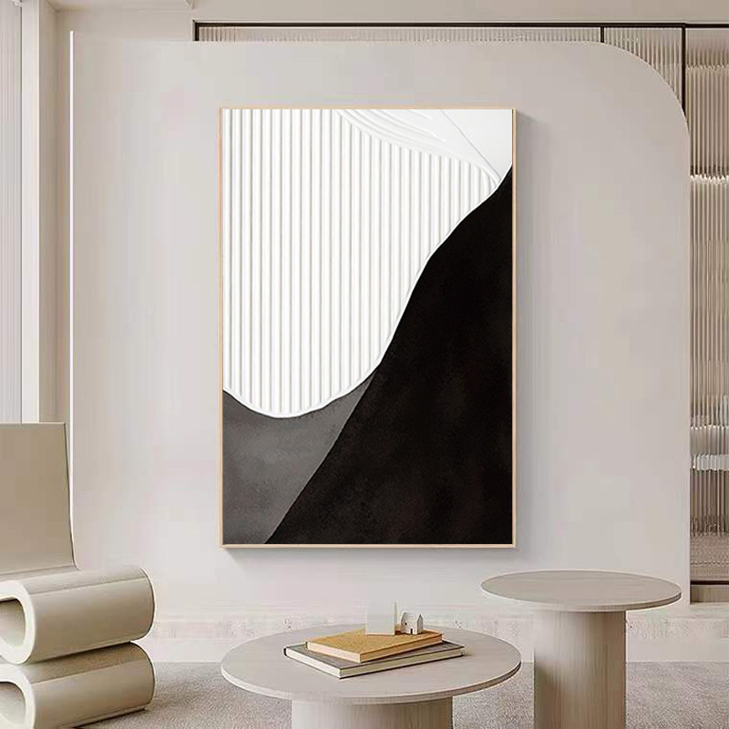 Minimalist black and white art living room decoration painting modern simple vertical version abstract light luxury entrance corridor aisle hanging painting