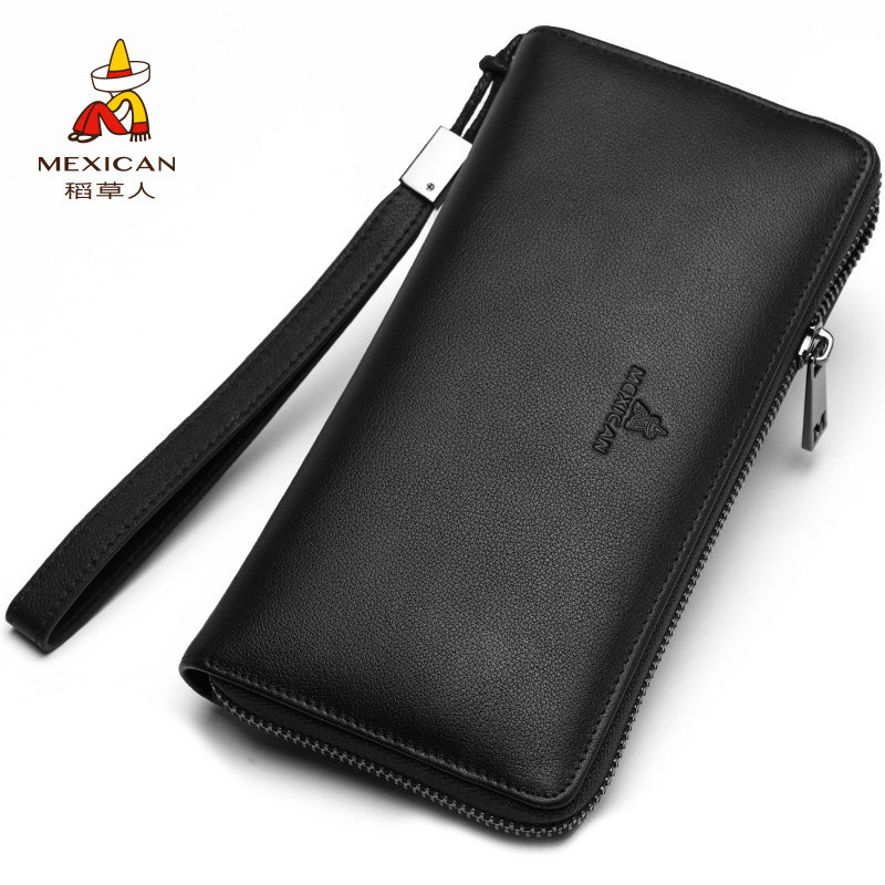稻草人男包长款牛皮商务大容量钱包 mexican德林坊钱包