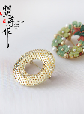 焸手作铜镀金玫瑰花胸针同款