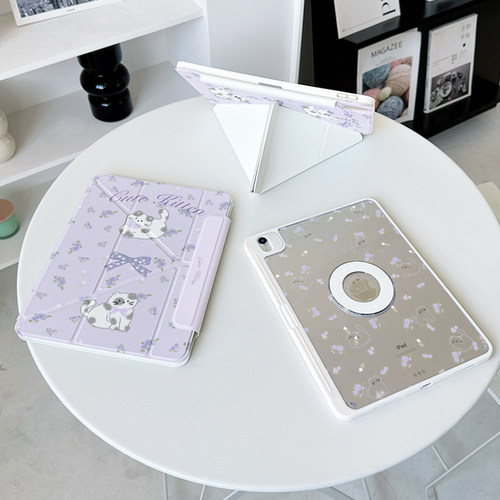 【Y折磁吸x可分离】紫色猫咪2025适用小米平板pro11代6透明ipadair7保护套13防弯matepad12.2可爱11.5s壳mini - 图0