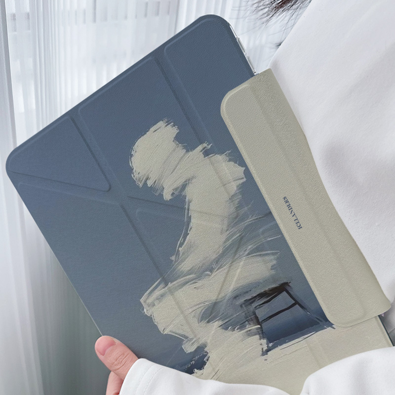 【3+Y折无笔槽带搭扣】艺术ins华为matepad11.5s适用ipadair7保护套小米平板8pro壳oppo5vivo4透明6iqoo12.2 - 图0