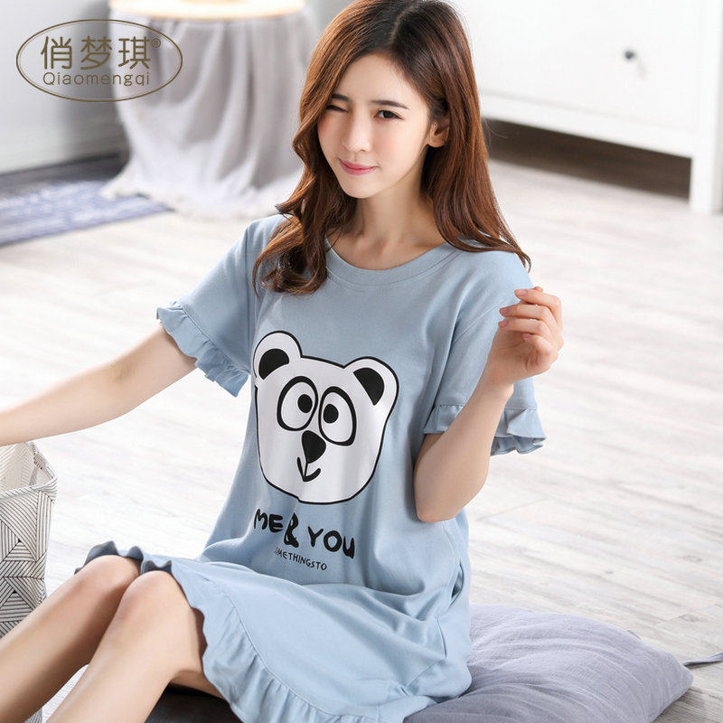 睡裙夏季纯棉短袖宽松可爱连衣裙子 俏梦琪睡裙