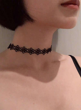 原创韩国黑色蕾丝choker短项圈劲链性感百搭女锁骨链脖子饰品颈带
