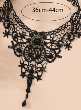 新款跨境蕾丝女士项链女原创简约夸张黑色锁骨链假领子饰品
