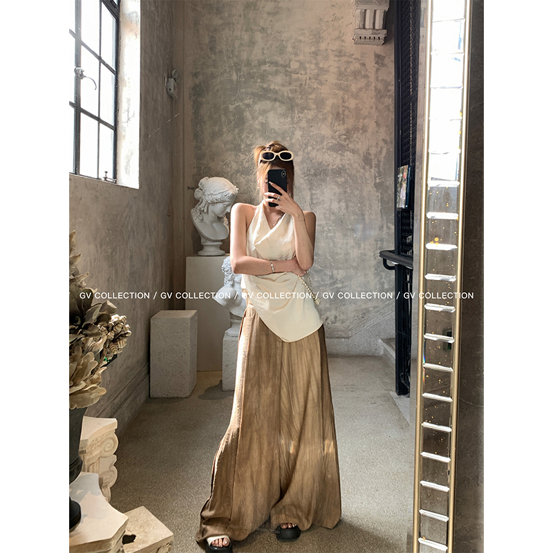 GV大白哥 本期C位 松弛感挂脖荡领露背上衣无袖背心露肩女夏,淘宝优惠券,粉丝福利购,淘宝优惠卷