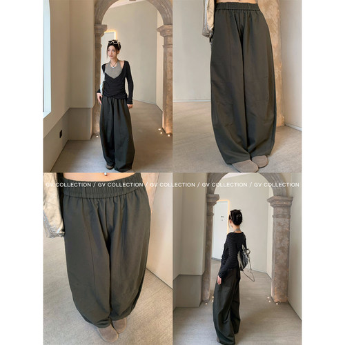 GV大白哥 解构日常 松弛镰刀阔腿休闲裤子女白色长裤子女2025新款 - 图1