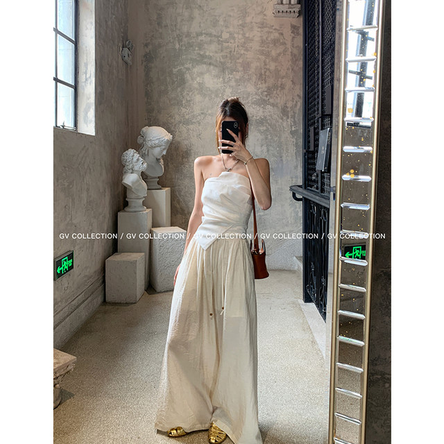 GV Dabaige designer private clothing design double-layer three-dimensional structure irregular tube top one-line top for women