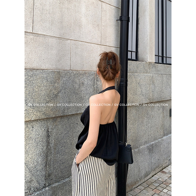 GV大白哥 本期C位 松弛感挂脖荡领露背上衣无袖背心露肩女夏,淘宝优惠券,粉丝福利购,淘宝优惠卷