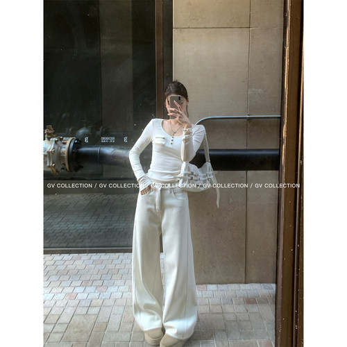 GV大白哥 加绒极简系 直筒加绒加厚柔软松弛感牛仔裤冬季保暖裤子 - 图3