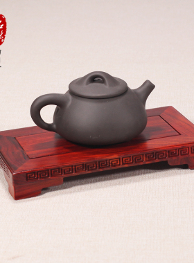 实木质底座花盆茶壶石头观音摆件
