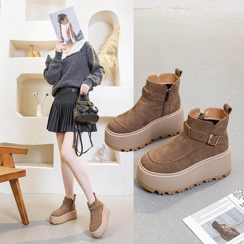 真皮厚底雪地靴女冬季新款加绒加厚保暖棉鞋时尚增高显瘦松糕短靴,淘宝优惠券,粉丝福利购,淘宝优惠卷