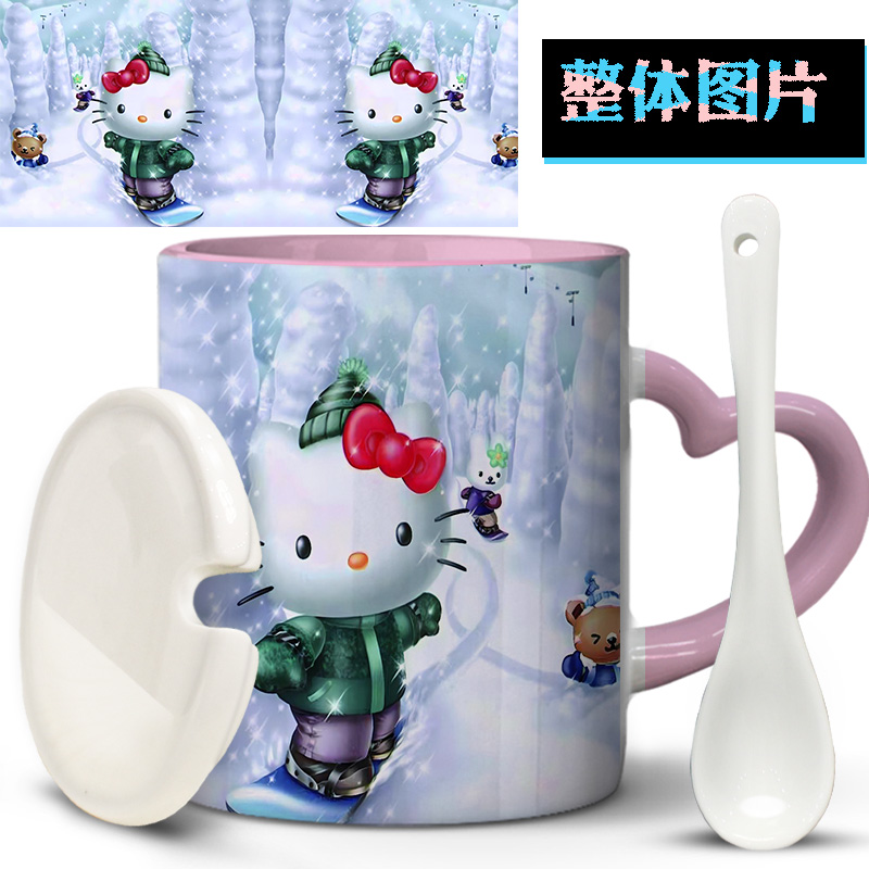 insHello Kitty猫来图哈喽kt猫孩凯蒂猫陶瓷水杯主人杯茶杯马克杯 - 图2