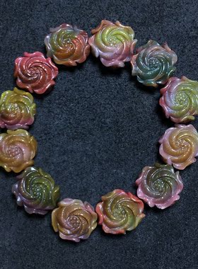 天然盐源玛瑙七彩西瓜手串