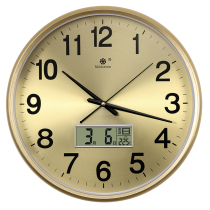 Metal disc European-style airwaves clock automatic pair of clock tables hanging clock living-room clock table hanging wall New Chinese copper champagne