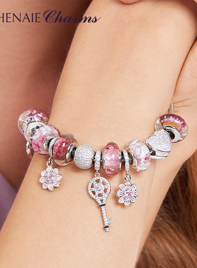 粉色樱花蛇骨链琉璃珠