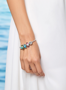 欢乐海洋潘家925银女海豚银手链