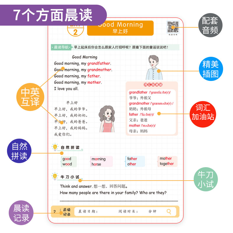 小学英语经典晨读21天跟读背诵28天英语作文书入门提升计划小学生三四五六年级英语双语美文词汇单词语法记背神器365课外阅读书籍