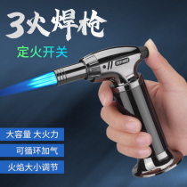 Outdoor Windproof Lighter Inflatable High Temperature Point Cigar Barbecue Special Alloy Spray Fire Gun Straight Punch Welding Gun Ignitor