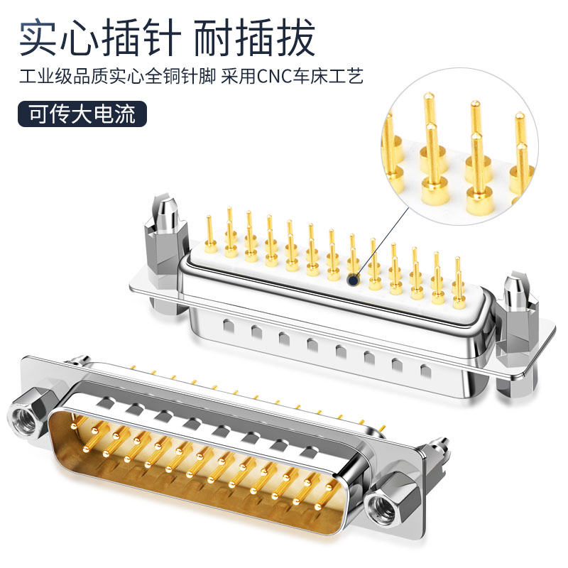 DB9/DB15/DB25/DB37 母头公头焊板式母插座180度直插带螺丝柱鱼叉 - 图2