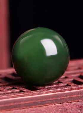 天然新疆和田玉碧玉单珠散珠菠菜绿手串无黑点玉珠子多宝手链配饰