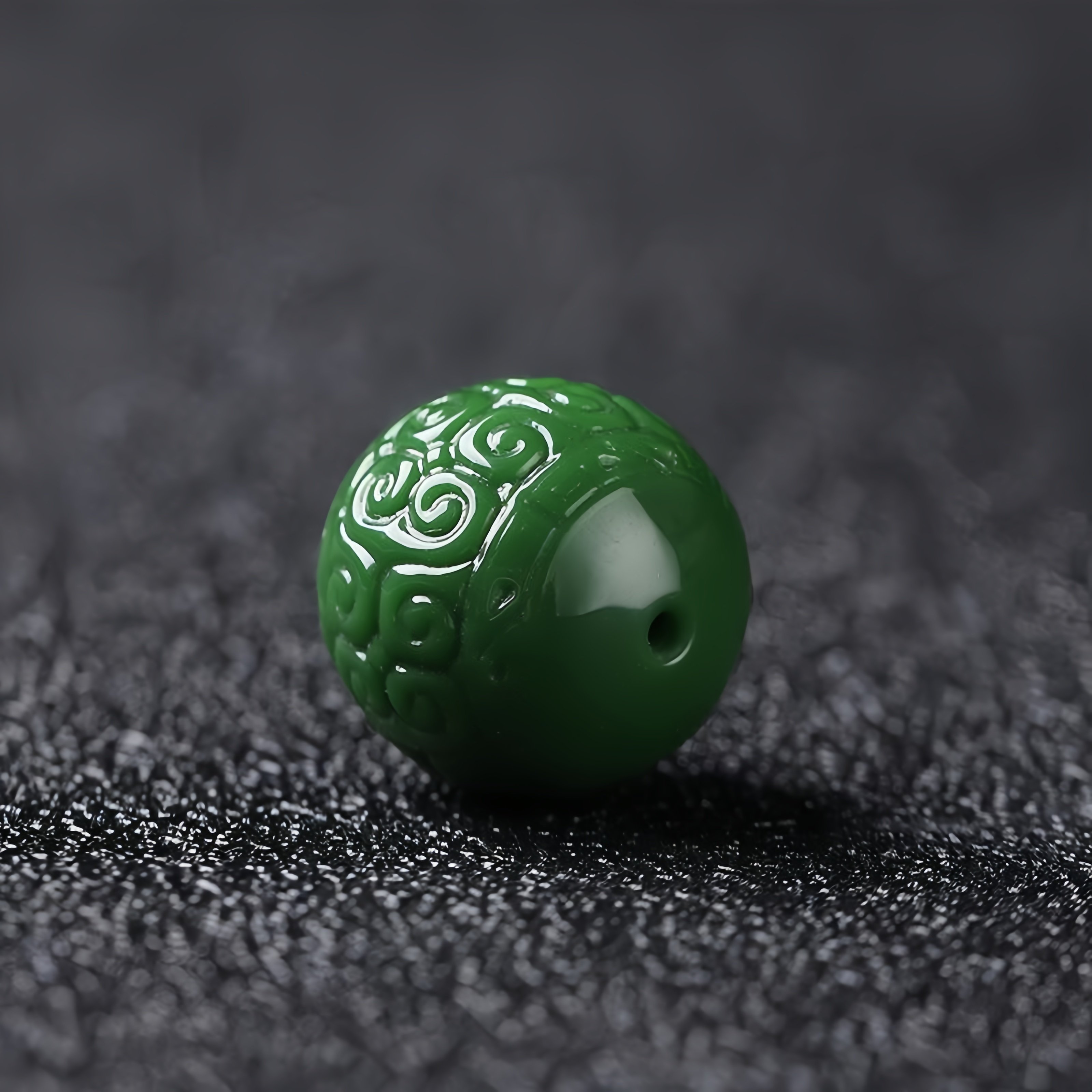 新疆和田玉碧玉回纹珠单珠散珠菠菜绿手串无黑点玉珠子配饰,淘宝优惠券,粉丝福利购,淘宝优惠卷