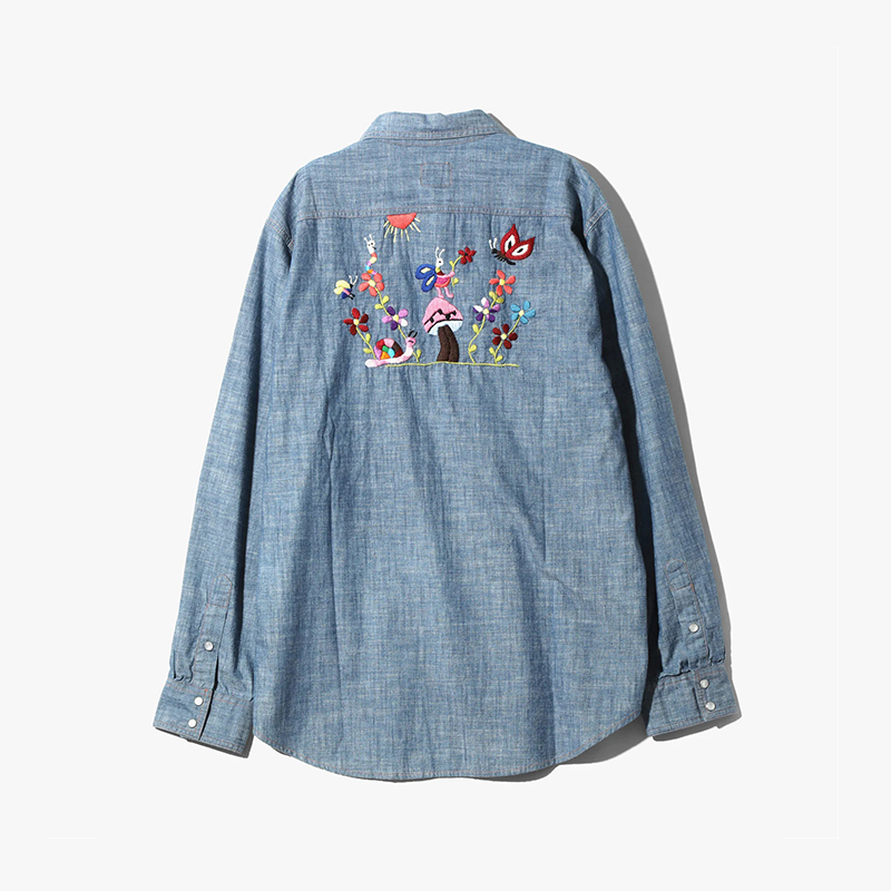 Needles Western Shirt Cotton Chambray 印第安刺绣西部牛仔衬衫 - 图2