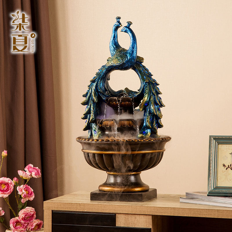 孔雀摆件招财流水落地 电视柜客厅美式复古玄关摆设装饰家居饰品,淘宝优惠券,粉丝福利购,淘宝优惠卷