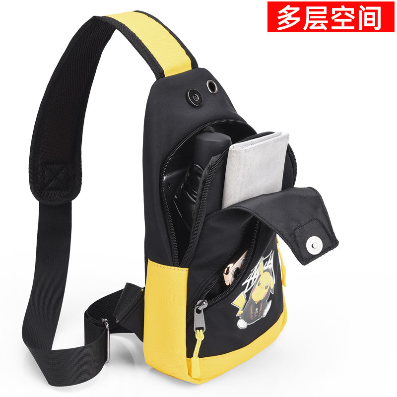 动漫联名皮卡丘胸包男休闲女单肩包 百灵埃亨男士包袋