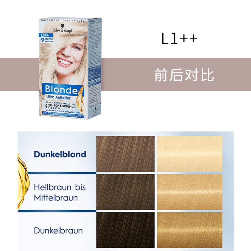 德国施华蔻Schwarzkopf9度漂发褪色剂漂染褪色膏L1++含结构还原 - 图2