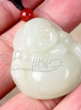 和田玉色佛吊坠女玉石弥勒佛