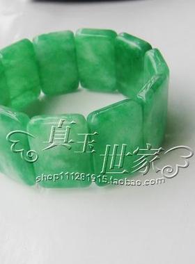 翡翠色玉石手链手串阳绿色男女款大竹节手排满绿阳绿手镯女款